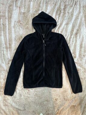 Black Fleece Hooded Zip Jacket